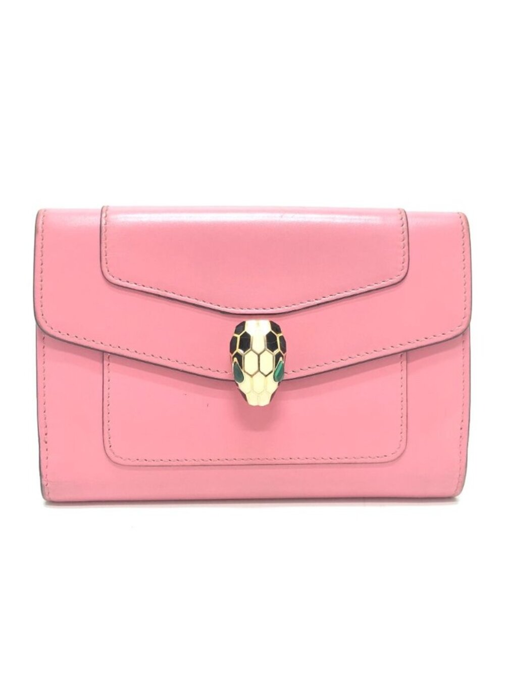 Bvlgari Bifold Wallet Serpenti Leather Pink